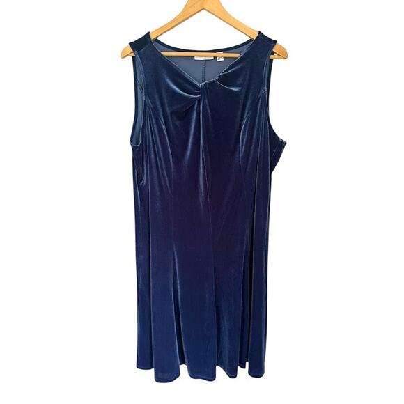 Susan Graver XL Velvet Velour 2 Piece Set Jacket Shell Blue Midi Dress Office - Picture 3 of 14